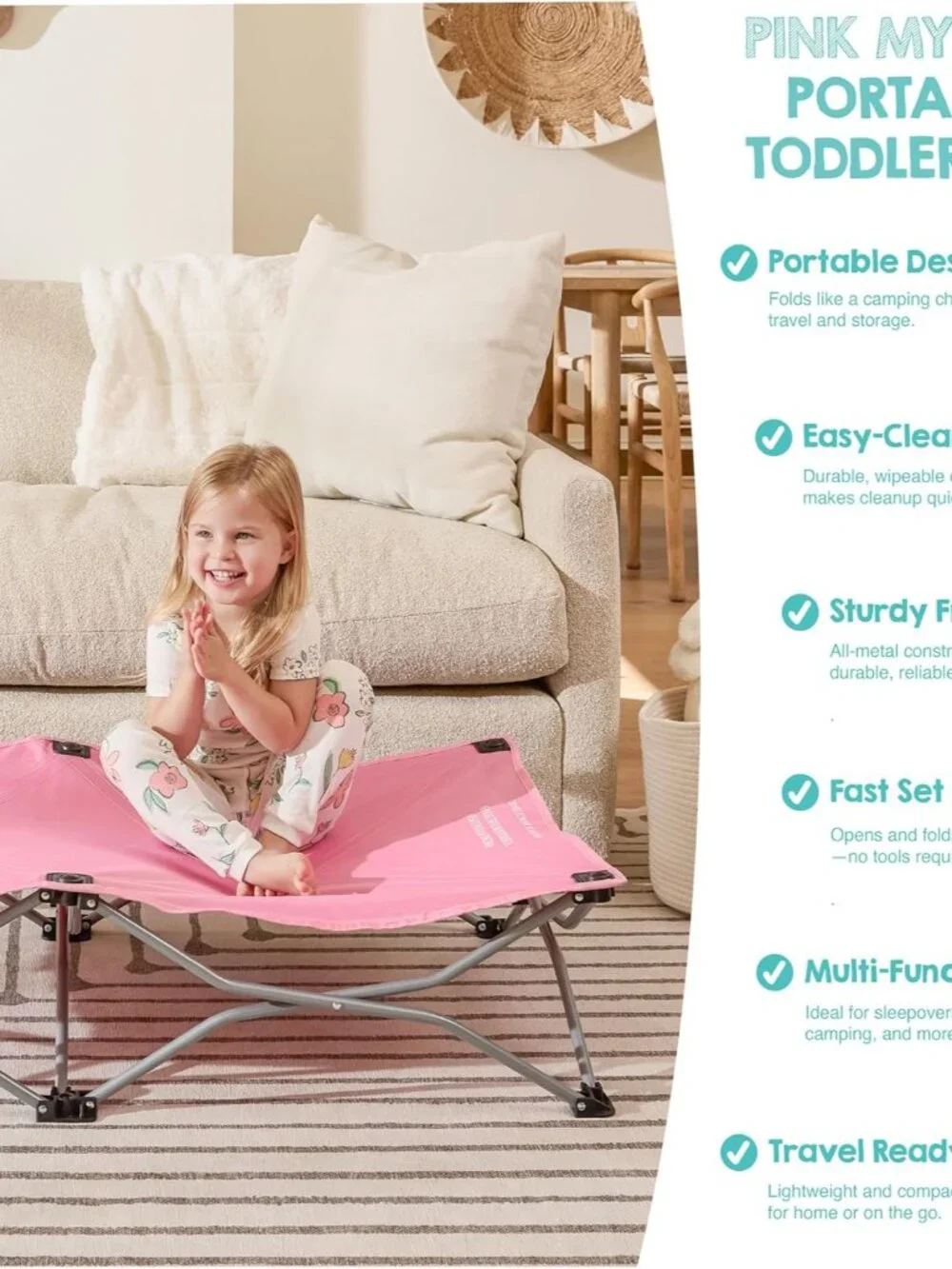 My Cot Portable Toddler Bed, Foldable Kids Travel Bed & Camping Cot, Lightweight - Picture 4 of 5